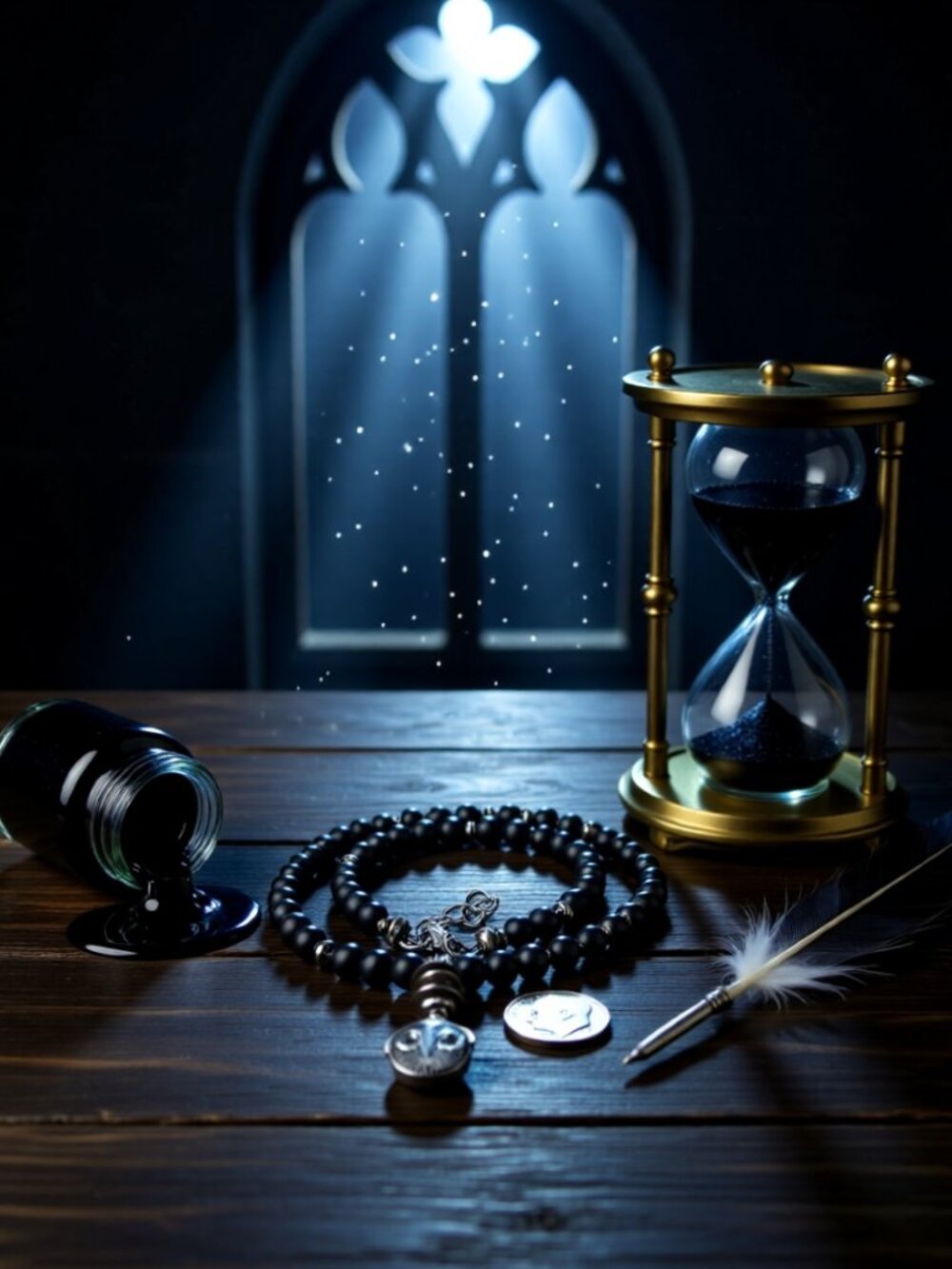 Dark Academia Owl Necklace • Hematite Stone Beaded Wizardcore Goth Choker 18"